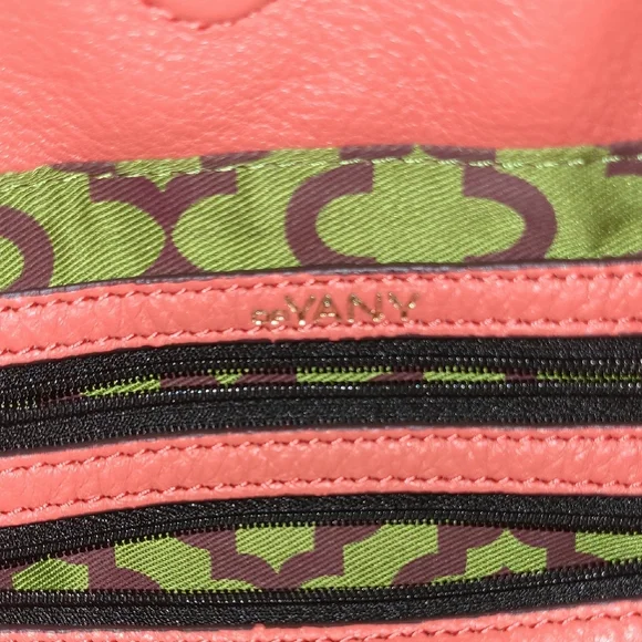 orYANY Cream and Coral Tote Bag with Green Accents Genuine Leather - Picture 7 of 8